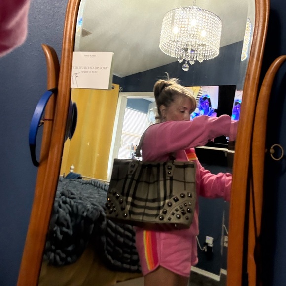 Authentic Burberry Nova Check Studded Tote - Picture 14 of 14